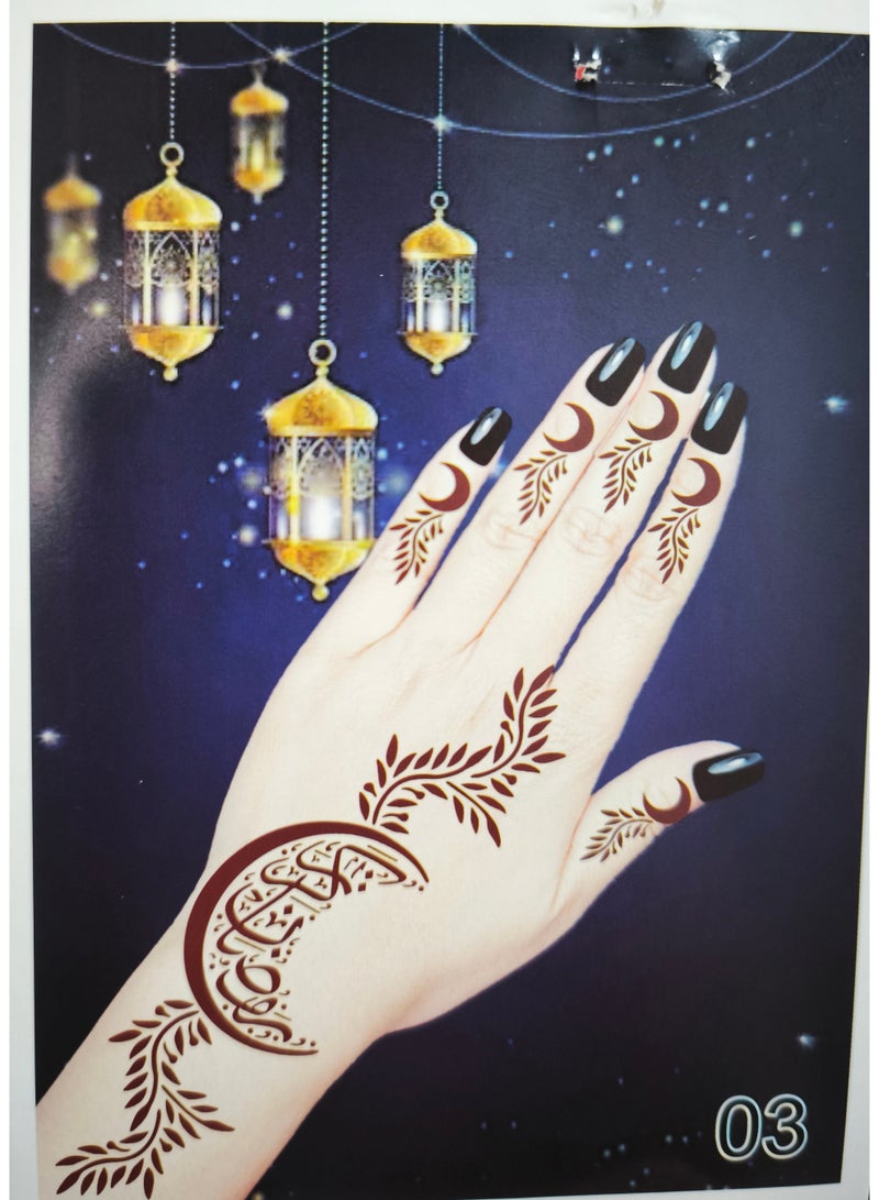 Henna Ramadan and Eid Design Mould Sticker for Both Hands - Image 2